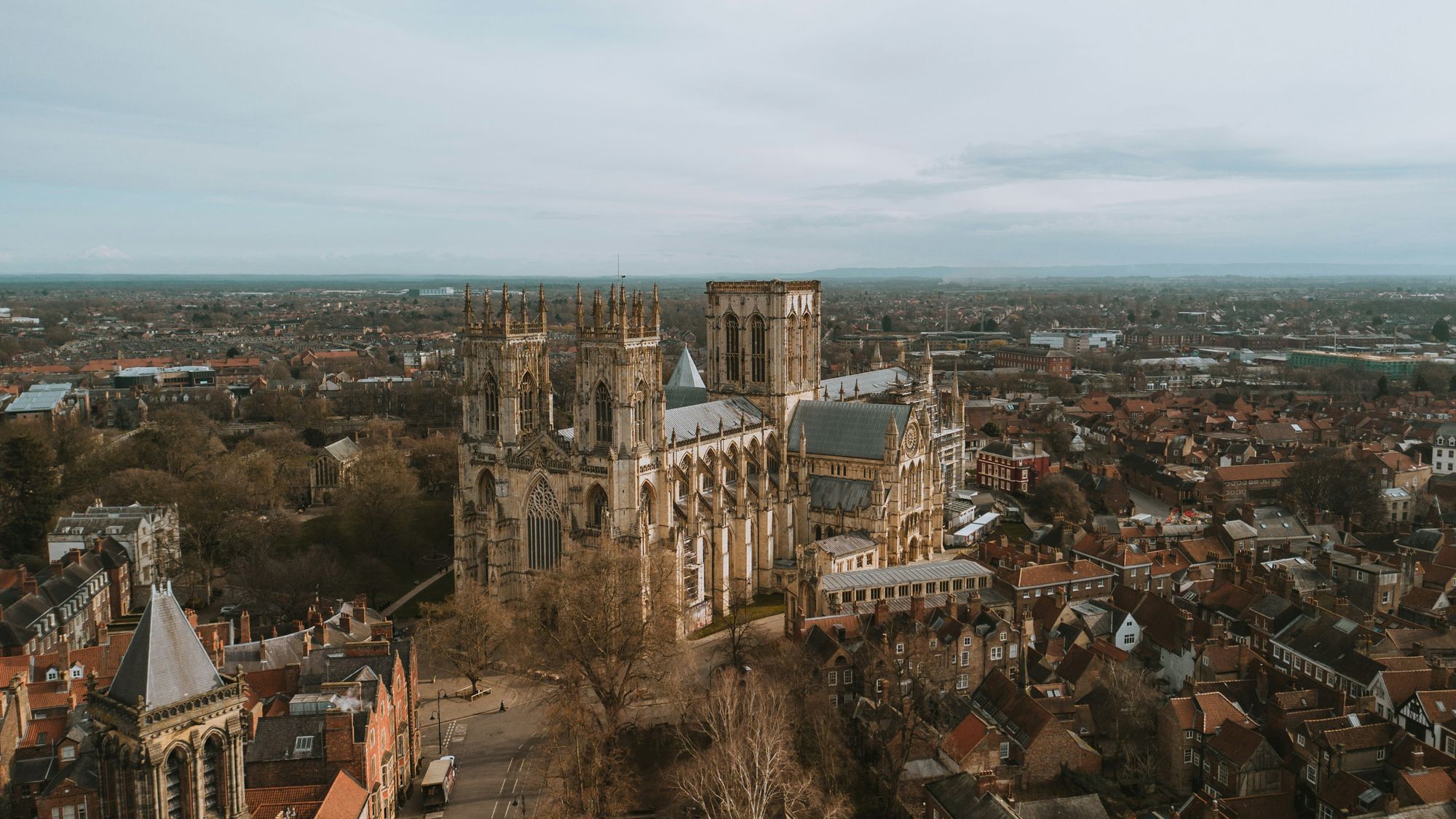 York city rooftops at sunset
